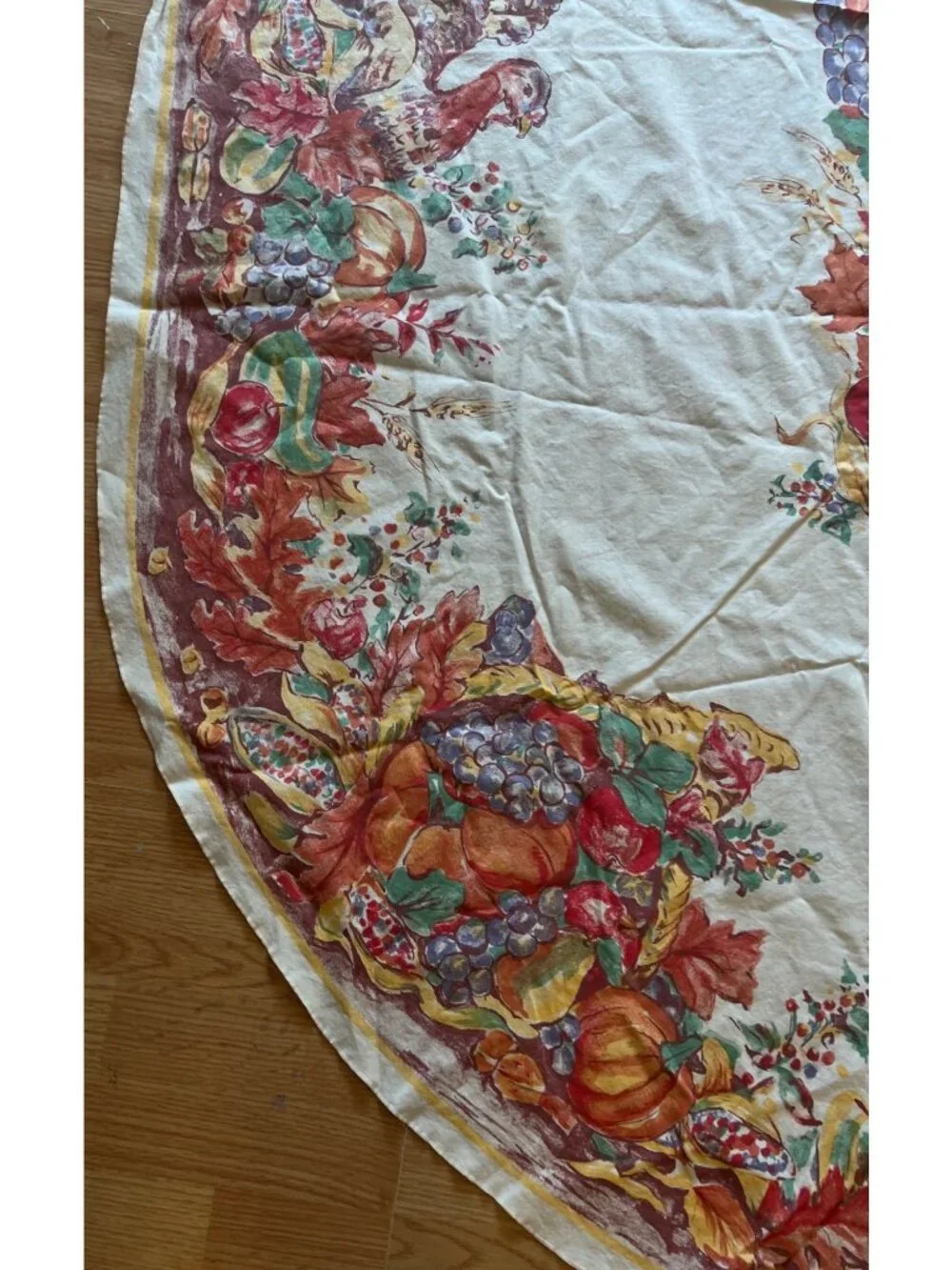 Vintage Oval Thanksgiving Tablecloth Fall Harvest Turkey Design 54